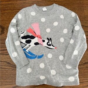 GAP Gray Polka Dot Sweater with Skiing Dog Graphic